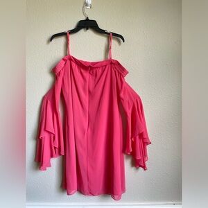 Brand :Kensie   Style :Ruffle of the shoulder sleeves hot pink